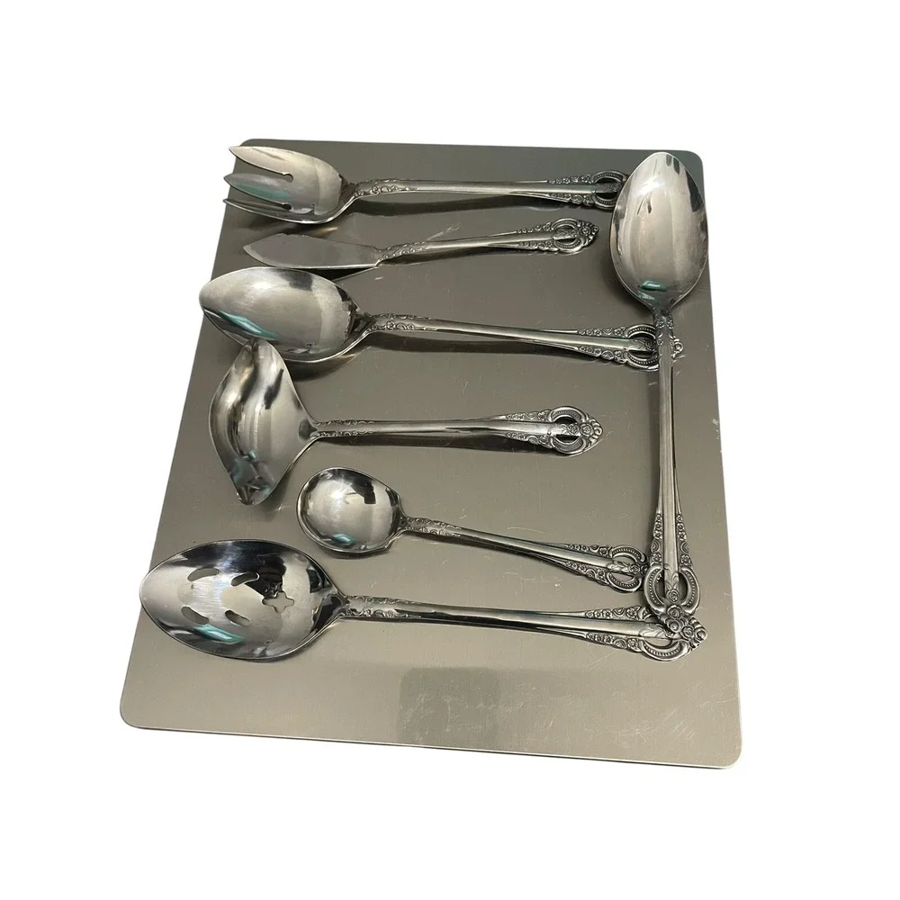 NATIONAL STAINLESS Japan flatware LOT 7 fork spoon knife Handle‎ Detail Floral